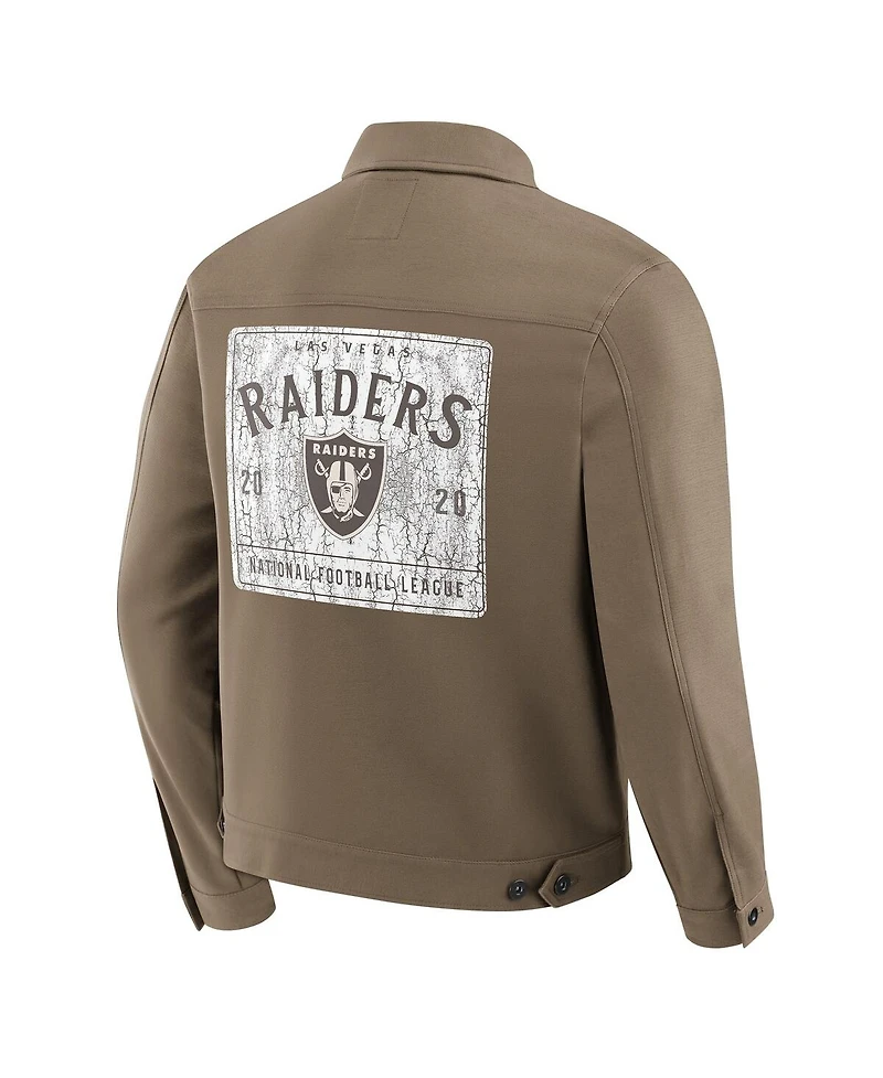 Fanatics Men'sTan Las Vegas Raiders Trucker Full-Button Jacket