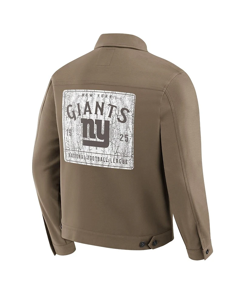 Fanatics Men'sTan New York Giants Trucker Full-Button Jacket