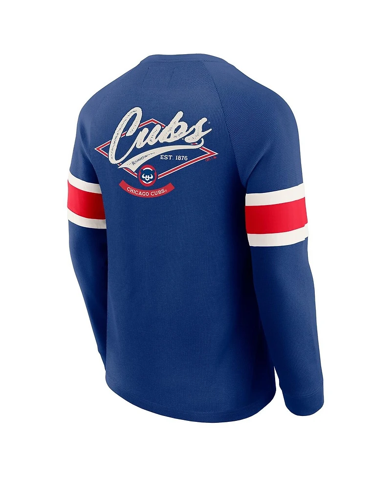Fanatics Men's Darius Rucker Collection by Royal Chicago Cubs Waffle-Knit Raglan Long Sleeve Henley T-Shirt