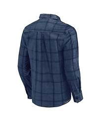 Fanatics Men's Darius Rucker Collection by Navy Detroit Tigers Thin Wale Corduroy Plaid Button Up Shirt