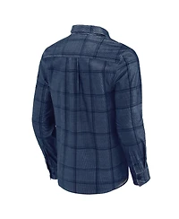Fanatics Men's Darius Rucker Collection by Navy New York Yankees Thin Wale Corduroy Plaid Button Up Shirt