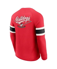 Fanatics Men's Darius Rucker Collection by Red Georgia Bulldogs Waffle-Knit Raglan Long Sleeve Henley T-Shirt