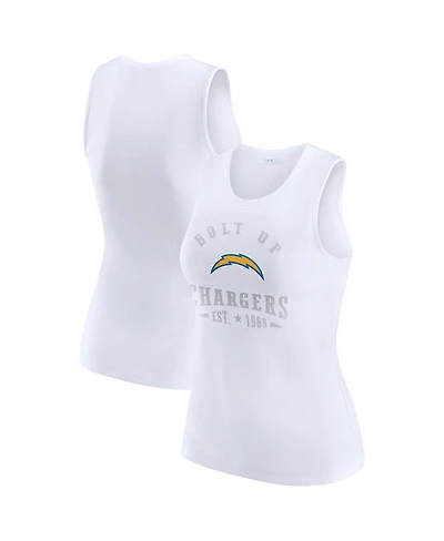 Wear by Erin Andrews Women's White Los Angeles Chargers Ribbed Graphic Tank Top