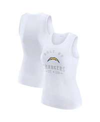 Wear by Erin Andrews Women's White Los Angeles Chargers Ribbed Graphic Tank Top