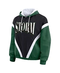 Wear by Erin Andrews Women'sGreen/Black Seattle Storm Color Block Full-Zip Hoodie Windbreaker Jacket