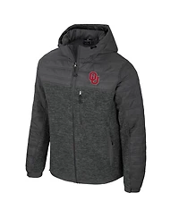 Colosseum Men's Charcoal Oklahoma Sooners Nightman Full-Zip Hoodie Puffer Jacket