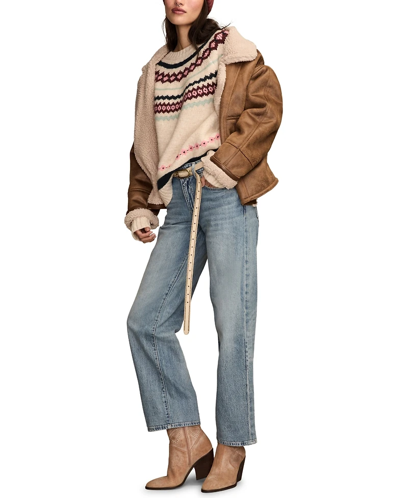 Lucky Brand Women's Fair Isle Crew neck Sweater