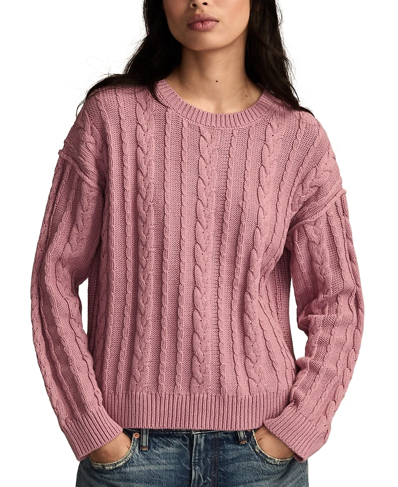 Lucky Brand Women's Cable Crew Neck Sweater