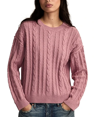 Lucky Brand Women's Cable Crew Neck Sweater