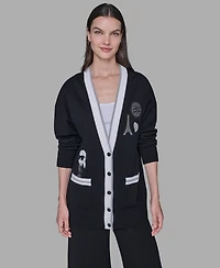 Karl Lagerfeld Paris Women's Patch Detail Cardigan