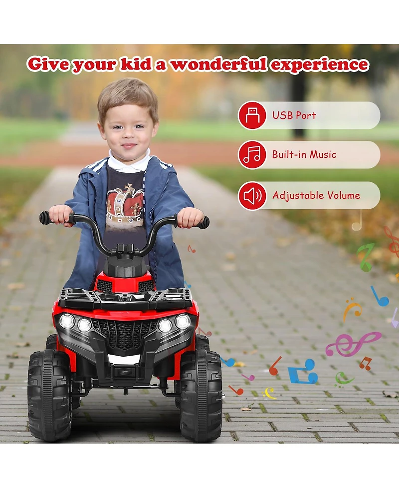 Gymax Kids Ride On Car 6V Battery Powered Atv w/4 Anti-skid Wheels Music Player
