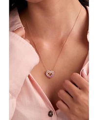 Le Vian Pink Sapphire Ombre (7/8 ct. t.w.), White Sapphire (1/20 ct. t.w.) & Nude Diamond (1/5 ct. t.w.) Heart 20" Pendant Necklace in 14k Rose Gold