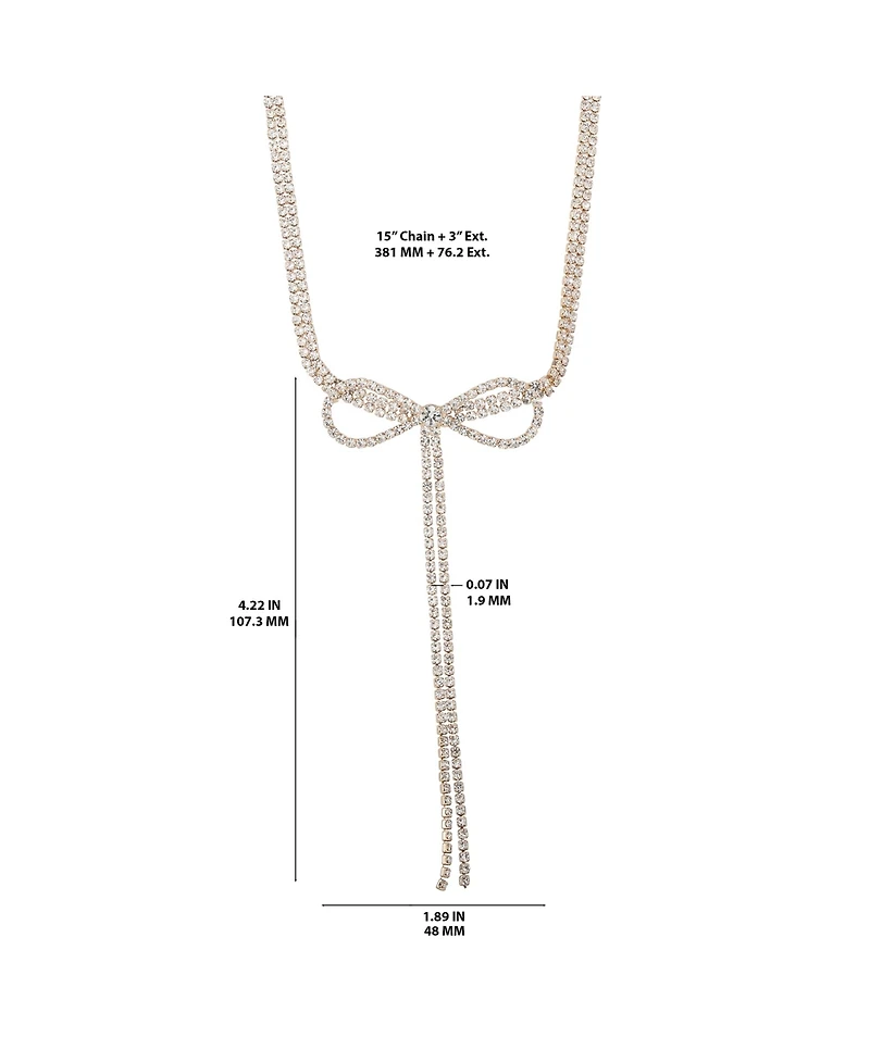 BCBGeneration Crystal Double Strand Bow Lariat Necklace