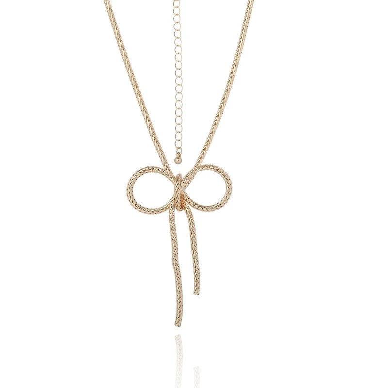 BCBGeneration Gold Bow Pendant Chain Necklace
