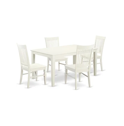 East West Furniture Dining Room Set Linen White