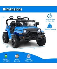 Gymax Kids Ride on Car Truck 12V Battery Powered Electric Vehicle w/ Foldable Mirrors