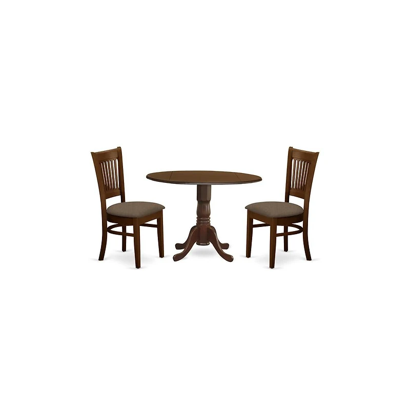 East West Furniture 3 Pc2-drop-leaf Dining Table and 2 Dining Chairs