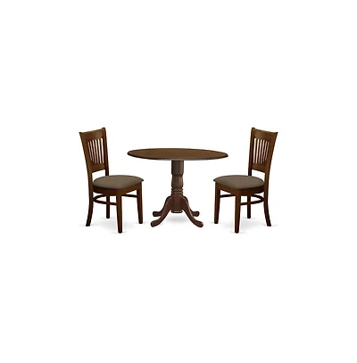 East West Furniture 3 Pc2-drop-leaf Dining Table and 2 Dining Chairs