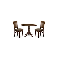 East West Furniture 3 Pc2-drop-leaf Dining Table and 2 Dining Chairs