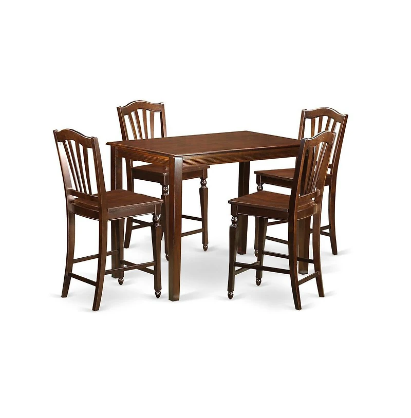 East West Furniture 5 Pc counter height Table and chair set-pub Table and 4 Dining Chairs.