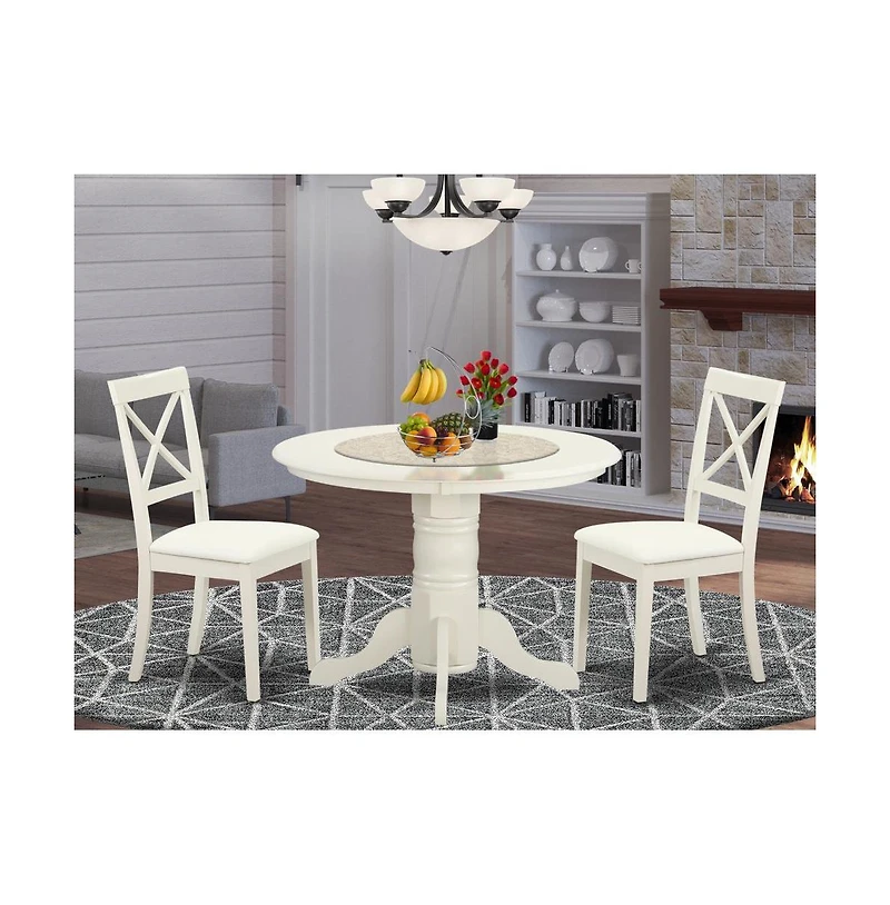 East West Furniture Dining Room Set Linen White
