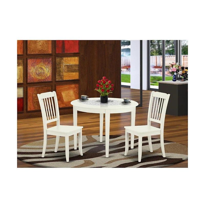 East West Furniture Dining Room Set Linen White
