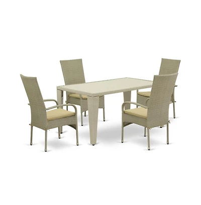 East West Furniture Wicker Patio Set Natural Linen