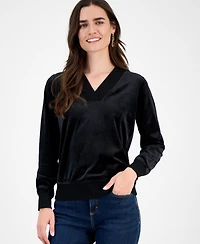 Style & Co Women's V-Neck Velour Pullover Top, Macy's Exclusive