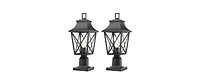 Outdoor Post Light, Black Pole Lantern Lighting Fixture with Pier Mount Base Hard Wired, Outdoor Column Lights Exterior Lamp Post Lantern with Glass f