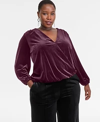I.n.c. International Concepts Plus Size Velvet V-Neck Top, Macy's Exclusive