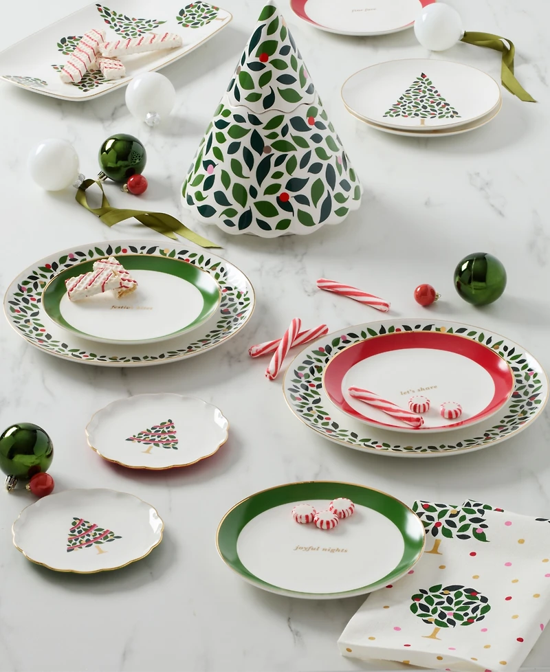 Kate Spade Evergreen Scallop Tidbit Plates, Set of 4