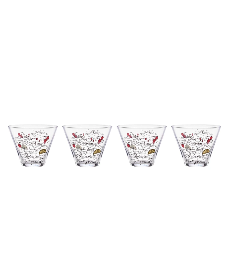 Kate Spade Make Merry Stemless Martini Glasses, Set of 4
