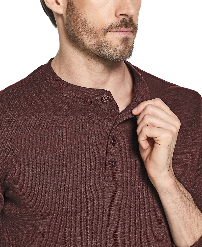 Weatherproof Vintage Men's Long Sleeve Waffle Henley Neck T-Shirt