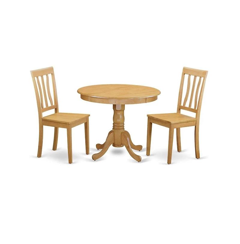 East West Furniture 3 Pc Kitchen Table set-round Kitchen Table and 2 Dining Chairs
