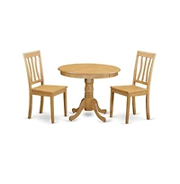 East West Furniture 3 Pc Kitchen Table set-round Kitchen Table and 2 Dining Chairs