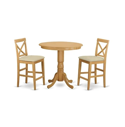 East West Furniture 3 Pc counter height set-pub Table and 2 Dining Chairs