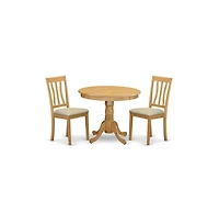 East West Furniture 3 Pc Kitchen Table set-small Kitchen Table plus 2 Dining Chairs