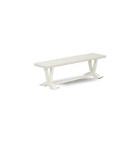 East West Furniture Pc Table Set - 1 Linen White Wood Dining Table and 2 Mid Century Modern Bench - Stable and Durable Construction