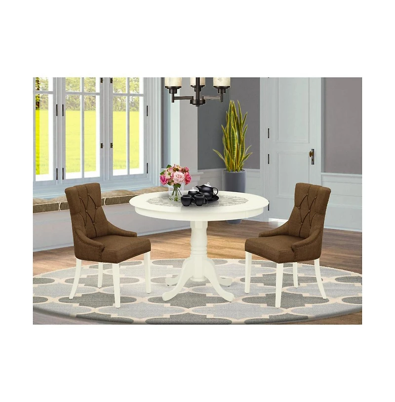 East West Furniture Dining Room Set Linen White