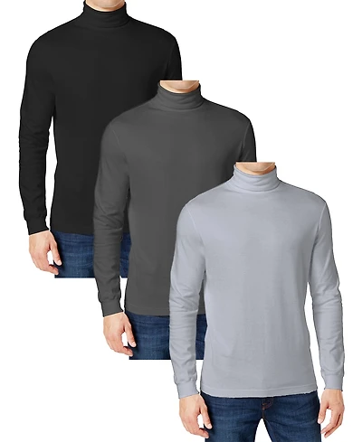 Galaxy By Harvic Men's 3-Pack Long Sleeve Turtle Neck T-Shirt