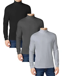 Galaxy By Harvic Men's 3-Pack Long Sleeve Turtle Neck T-Shirt