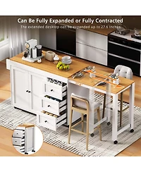 Maison Boucle 74.8" Expandable Kitchen Island with Slide-Out Table, Drawers & Usb Outlet-Maison Boucle