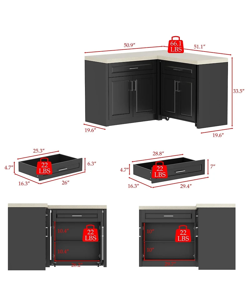 Homsee Kitchen Island with Wheels, Hidden Trolley, Metal Handle,Kitchen Island Storage Table with Sockets