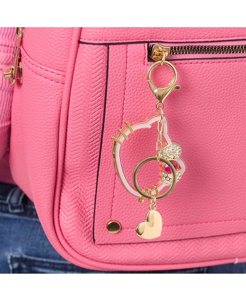 Hello Kitty Sanrio Hello Kitty Gold Outline Keychain with Red Bow and Heart