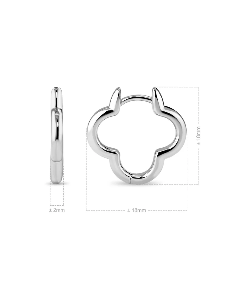 Devata Clover Hoop Earrings in Rhodium Plated Sterling Silver