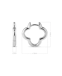 Devata Clover Hoop Earrings in Rhodium Plated Sterling Silver