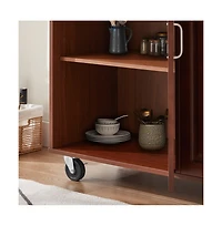 Maison Boucle 54" Rolling Kitchen Island Cart with Drawers, Cabinets, Spice Rack & Towel Bar, Walnut Finish-Maison Boucle
