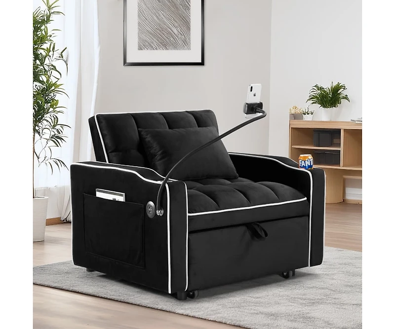 Maison Boucle Tufted Twin Daybed with Pull-Out Trundle, Upholstered Sofa Bed Arms for Small Spaces or Living Room-Maison