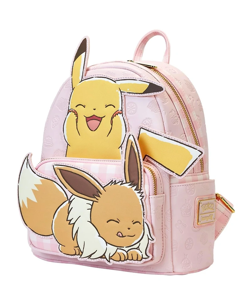 Pokemon Loungefly Pink Pokemon 3D Pikachu & Eevee Mini Faux Leather Backpack