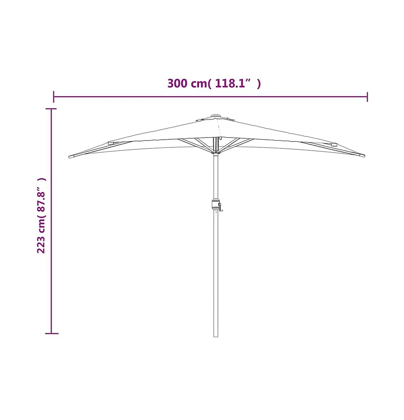 vidaXL Garden Parasol Anthracite Polyester Fabric 118.1 x 61.0 in